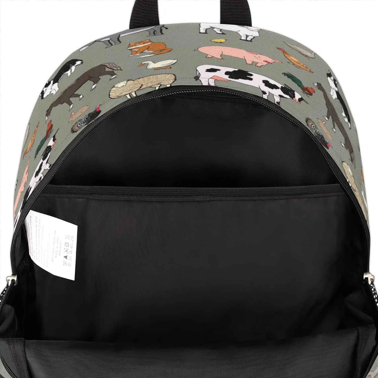 TropicalLife Cute Farm Animals Rooster Cow Bookbag 18 Inch School Backpack Teens Girls Boys Schoolbag Shoulder Computer Hiking Gym Travel Casual Travel Daypack