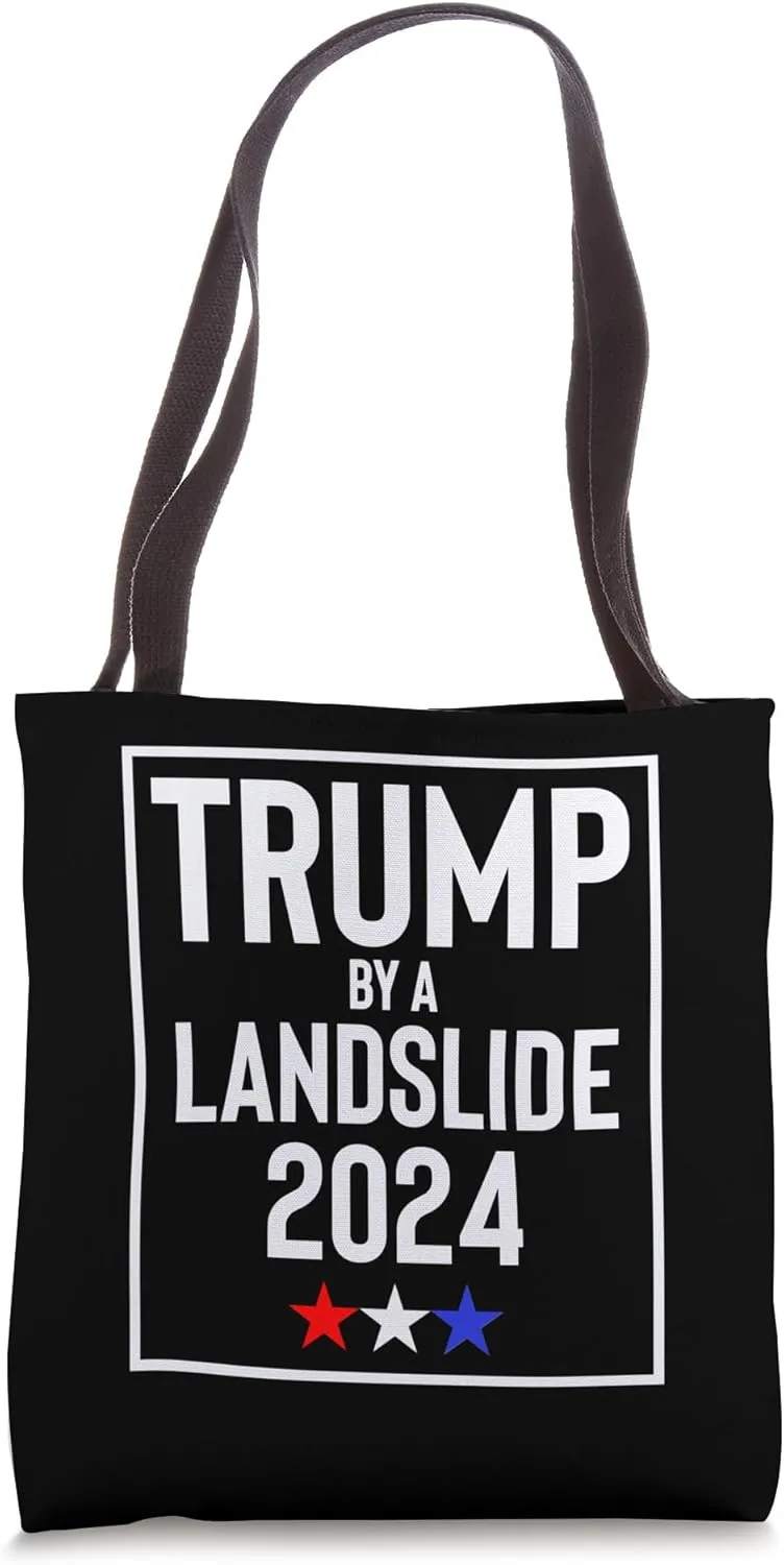 Trump by a Landslide 2024 Election Design Tote Bag