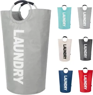 Twira 100L Large Laundry Basket, Laundry Hamper Stands Up Well, Laundry Bag with Padded Handles, Waterproof Clothes Bin Collapsible, Clothes Hamper for Bathroom, Laundry, College (Light Grey)