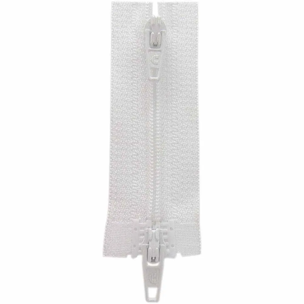 Two Way Separating Zipper - Lightweight Nylon Coil 45cm (18″) - White