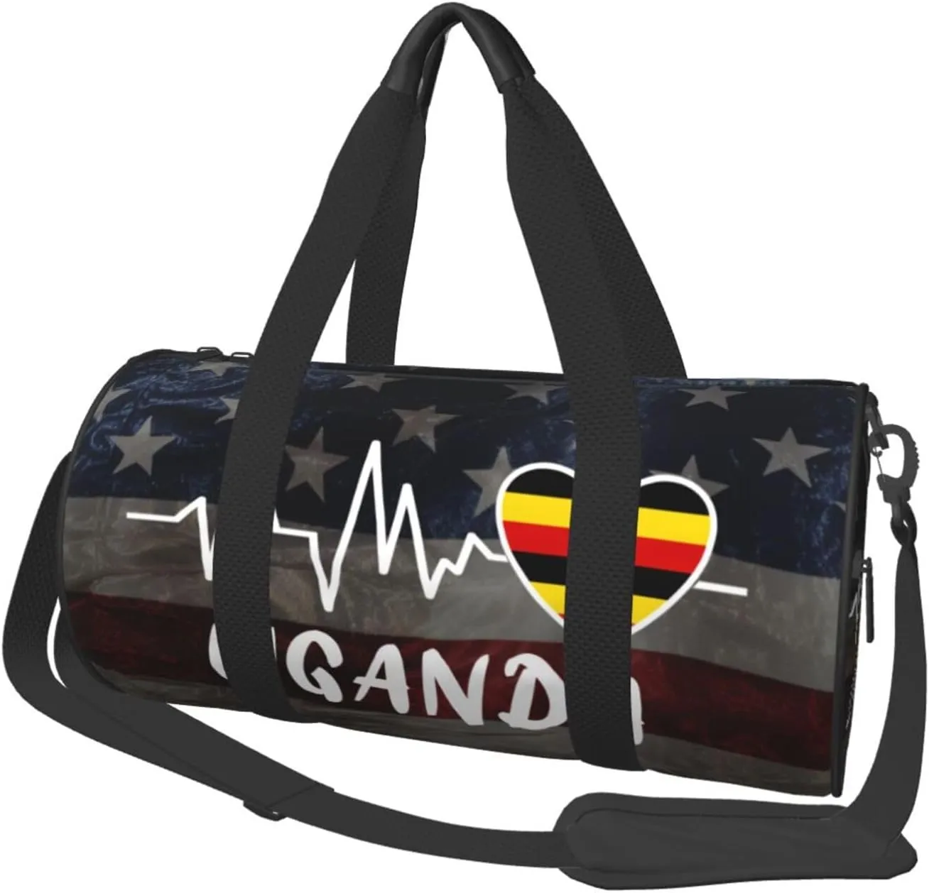 Uganda Heartbeat Duffel Bag Gym Bag Travel Sports Tote Large Foldable Beach Swim Yoga6
