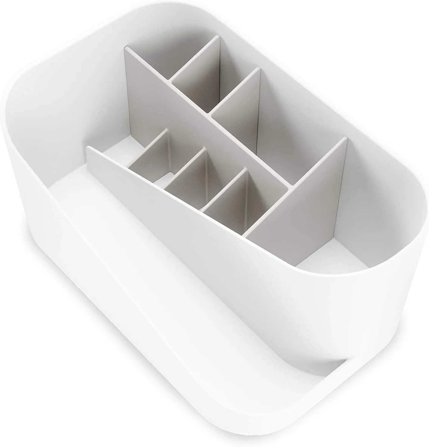 Umbra Glam Organizer, Countertop Makeup and Cosmetic Multi-Function Storage with Dividers, White/Grey