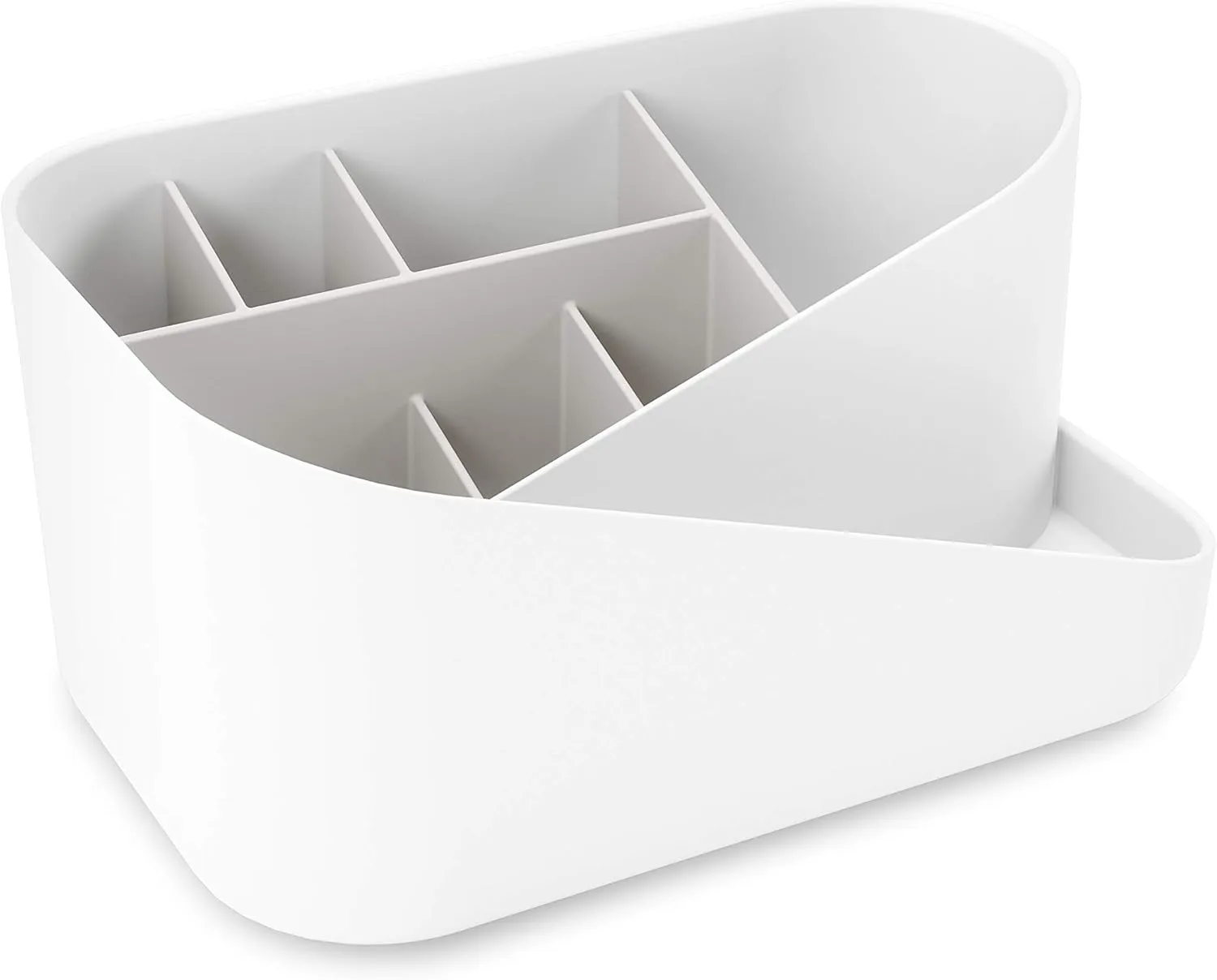 Umbra Glam Organizer, Countertop Makeup and Cosmetic Multi-Function Storage with Dividers, White/Grey