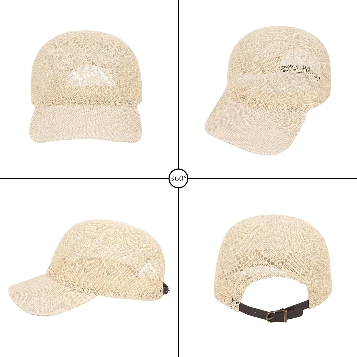 Unisex Adults Rhombus Pattern Paper Blend Fabric Woven Visor Sunhat Summer Sun Hat Baseball Cap