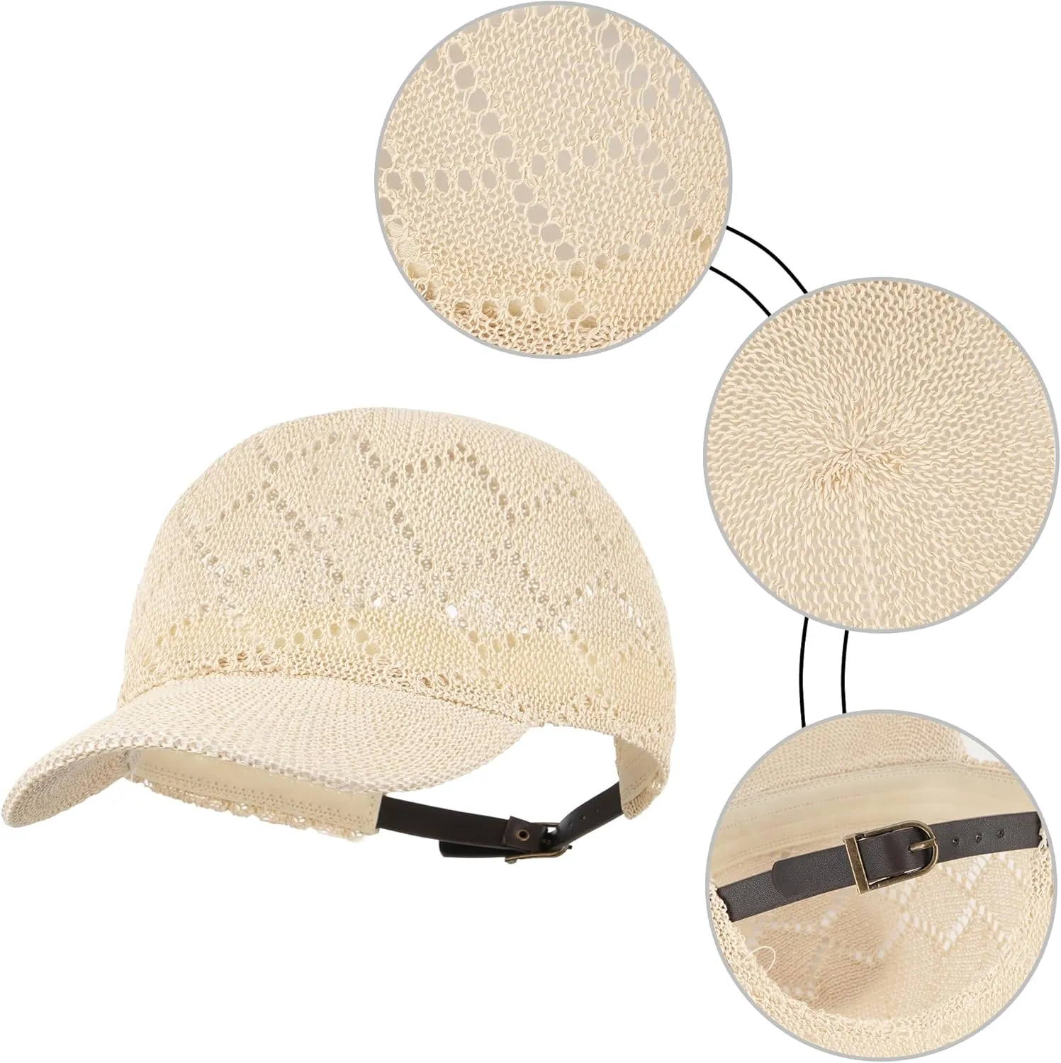 Unisex Adults Rhombus Pattern Paper Blend Fabric Woven Visor Sunhat Summer Sun Hat Baseball Cap