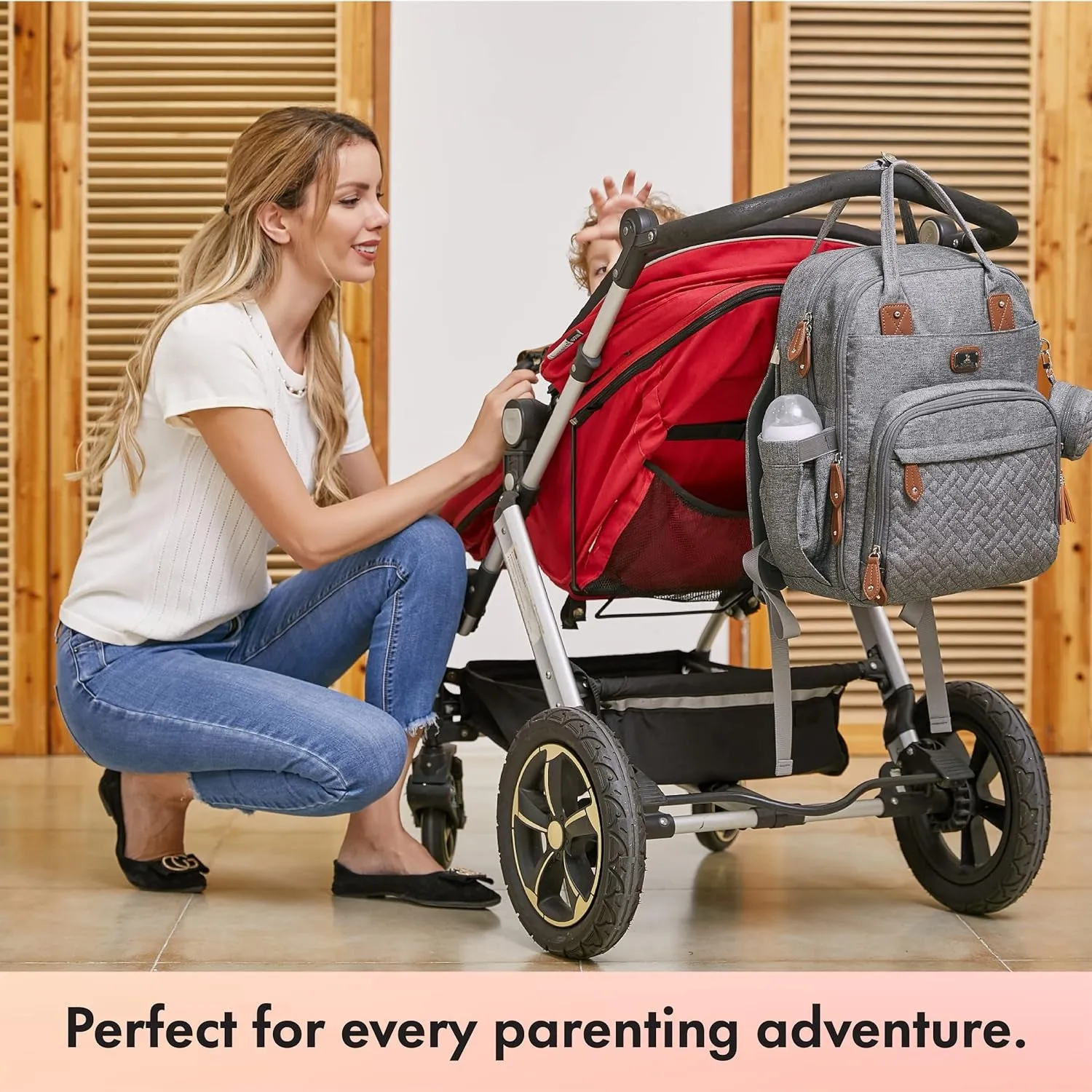 Unisex Flash discount Bag Boys Travel Stroller for Multipurpose Changing Portable Pad, Dads, Long-lasting Large Pacifier Bags Case Diaper Straps, Girls, and Baby Gray Backpack Pack with Back Moms