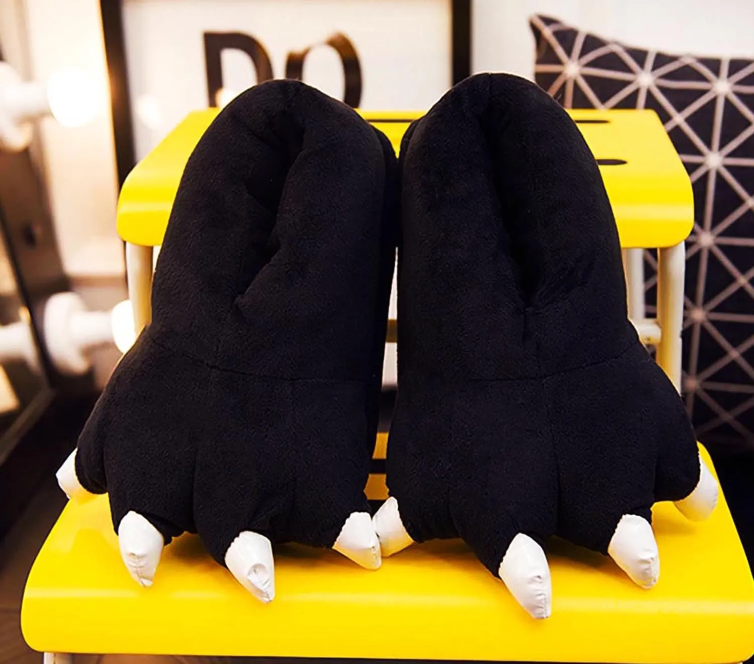 Unisex Funny Animal Costume Paw Claw Shoes, Soft Plush Home Slippers