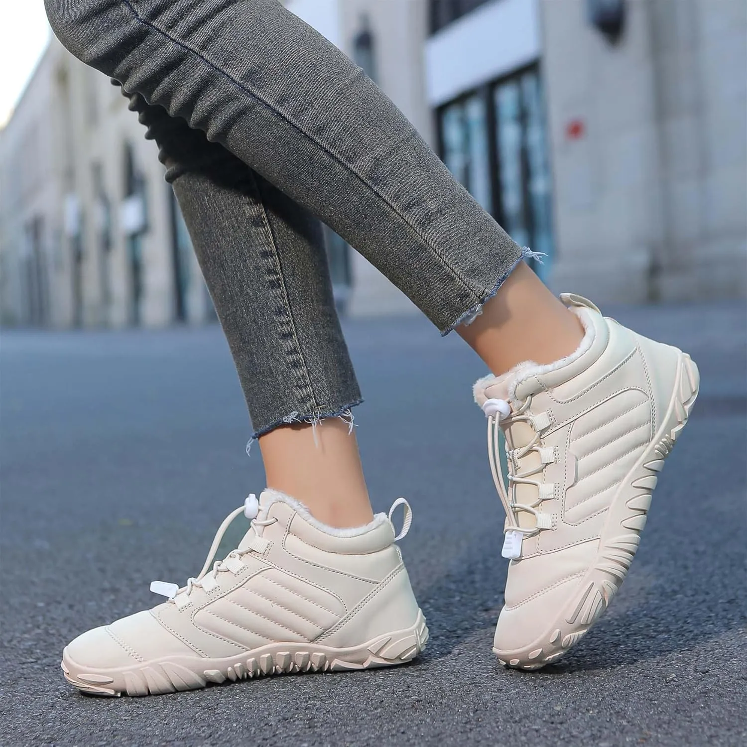 Unisex Winter Snow Sneakers - Solid Color, Slip-Resistant, Warm Fabric-Lined Mesh Upper, Rubber Sole, Cushioned Fabric Insole, Hiking and Walking Shoes for Men and Women