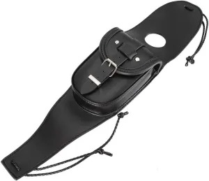 Universal Motorcycle Fuel Bag, PU Leather Fuel Chap Cover Panel with Pouch Bag Black