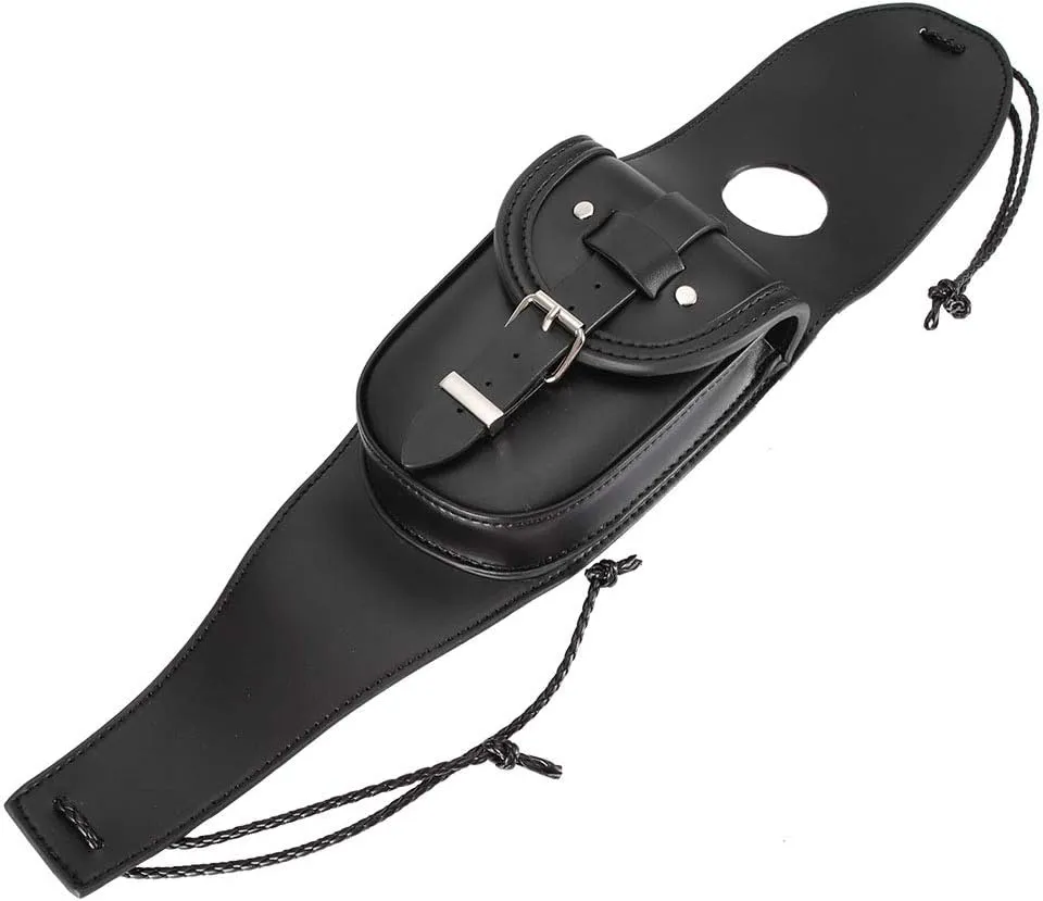 Universal Motorcycle Fuel Bag, PU Leather Fuel Chap Cover Panel with Pouch Bag Black