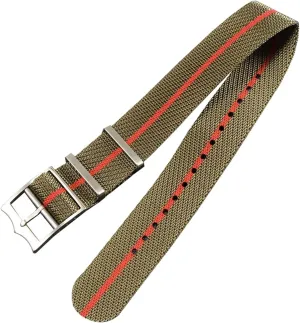 Universal Strap,20/22mm Men Non-Slip High Density Nylon Watch Strap Woven Strap Waterproof NATO Watchband Bracelet Replacement(Army Green with Red,20mm)
