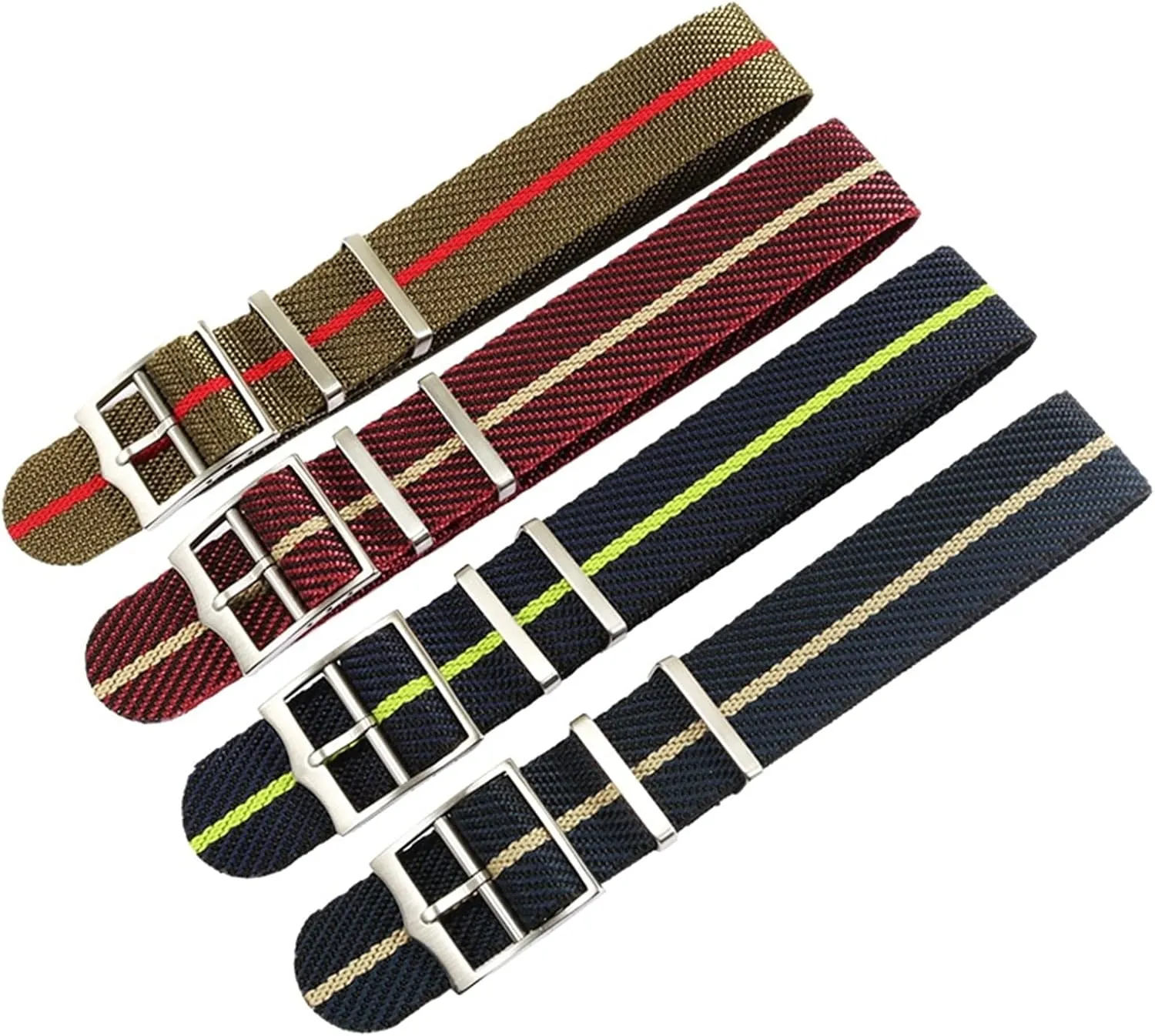 Universal Strap,20/22mm Men Non-Slip High Density Nylon Watch Strap Woven Strap Waterproof NATO Watchband Bracelet Replacement(Army Green with Red,20mm)