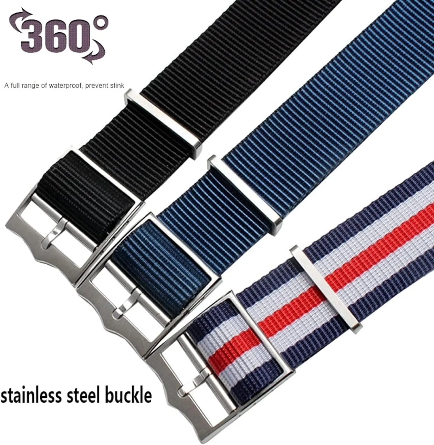 Universal Strap,22mm French Troops Nato Military Nylon Watchband Bracelet Accessories for Classic Analogue Watch, Dial Quartz Watch