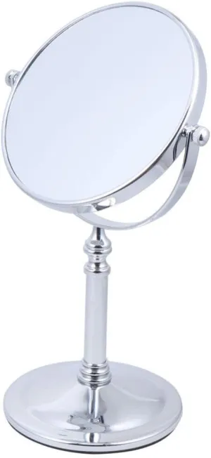 Uonlytech Tall Makeup Mirror Lights Double-Sided 8 Inch 5X Magnification Silver Frame Tabletop Vanity Mirror