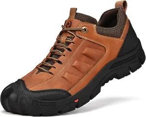 UPIShi Men's Hiking Waterproof Leather Outdoor Breathable Walking Casual Work Shoes