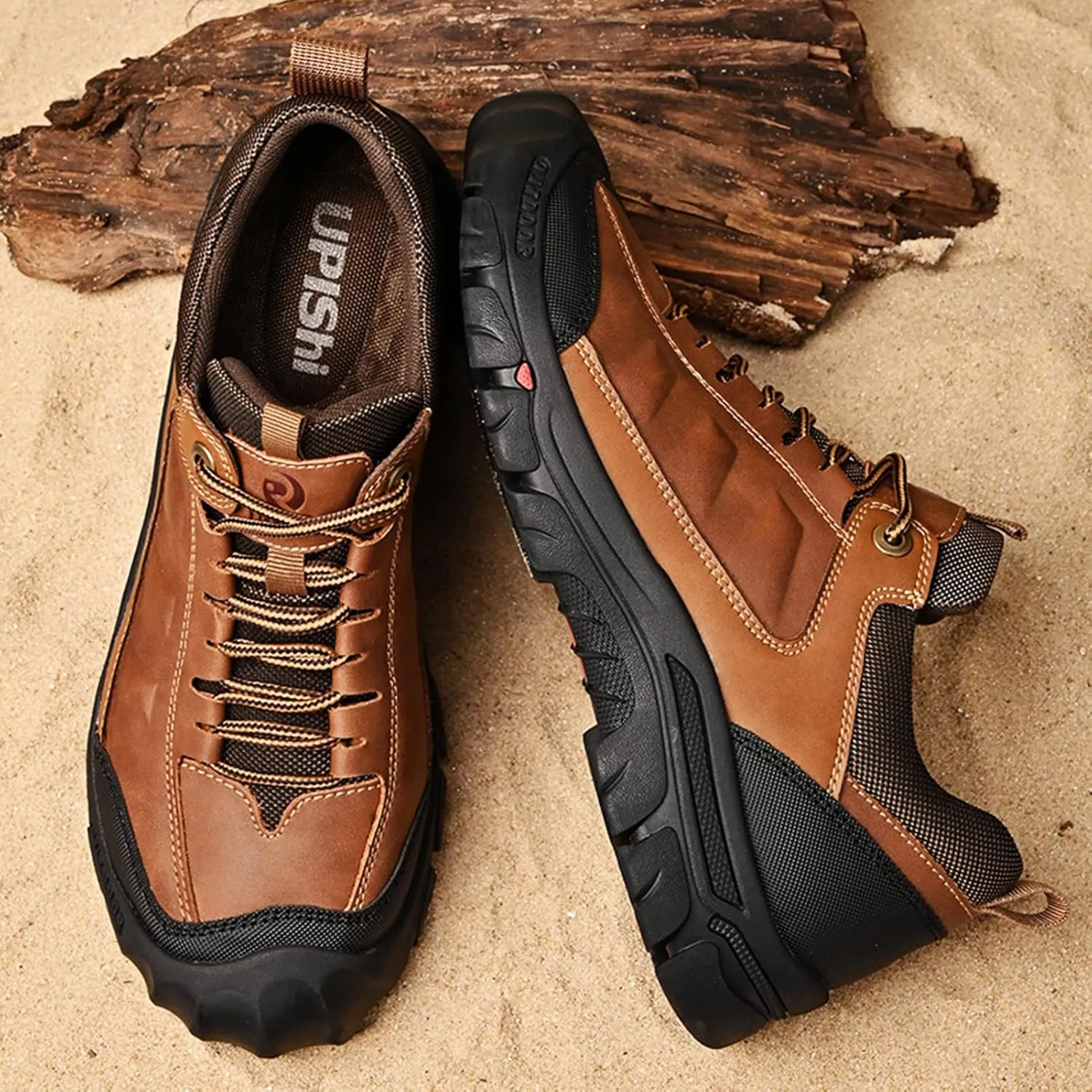 UPIShi Men's Hiking Waterproof Leather Outdoor Breathable Walking Casual Work Shoes