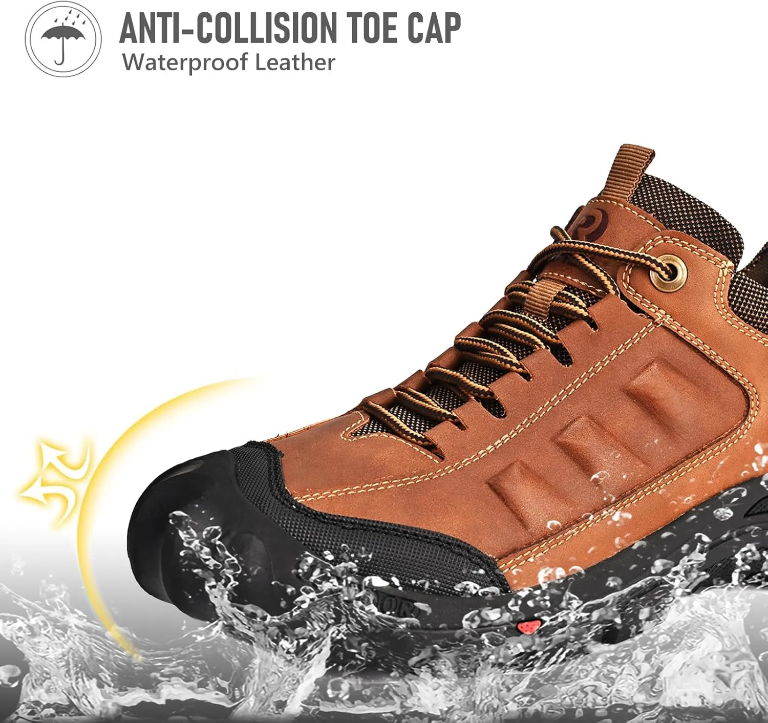 UPIShi Men's Hiking Waterproof Leather Outdoor Breathable Walking Casual Work Shoes