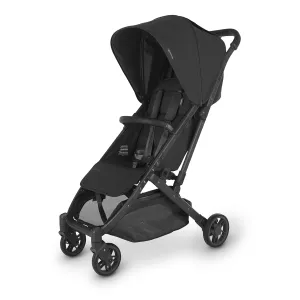 UPPAbaby Minu V2 Travel Stroller/Lightweight, Portable Design/One-Hand Fold/Shoulder Strap and Leather Bumper Bar Included/Jake (Charcoal/Carbon Frame/Black Leather)