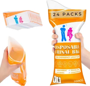Urine Bag Pee Bag,12/24 Packs 700ML Disposable Urinal Bag for Travel, Emergency Portable Pee Bag and Vomit Bags, Toilet Bag for Camping, Traffic Jams, Pregnant, Patient, Kids