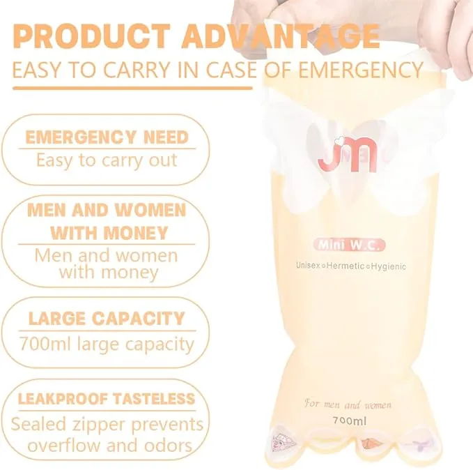 Urine Bags Pee Bag Portable Toilet Urinals Emergency Toilet for Unisex Adult Elder Kids Traffic Jam Travel and Camping 6PCS