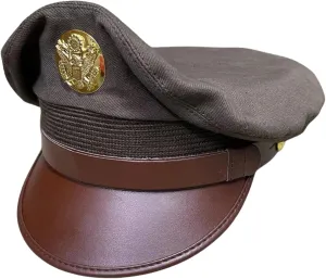 U.S. Army Enlisted Officer Service Cap, AGSU Green with Gold Eagle Badge, Military Uniform Headwear