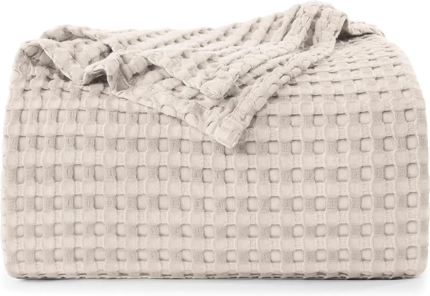 Utopia Bedding Khaki 100% Cotton Waffle Blanket 300 GSM [Queen - 90x90 Inch] Soft Lightweight Breathable Bed Blanket for All Season