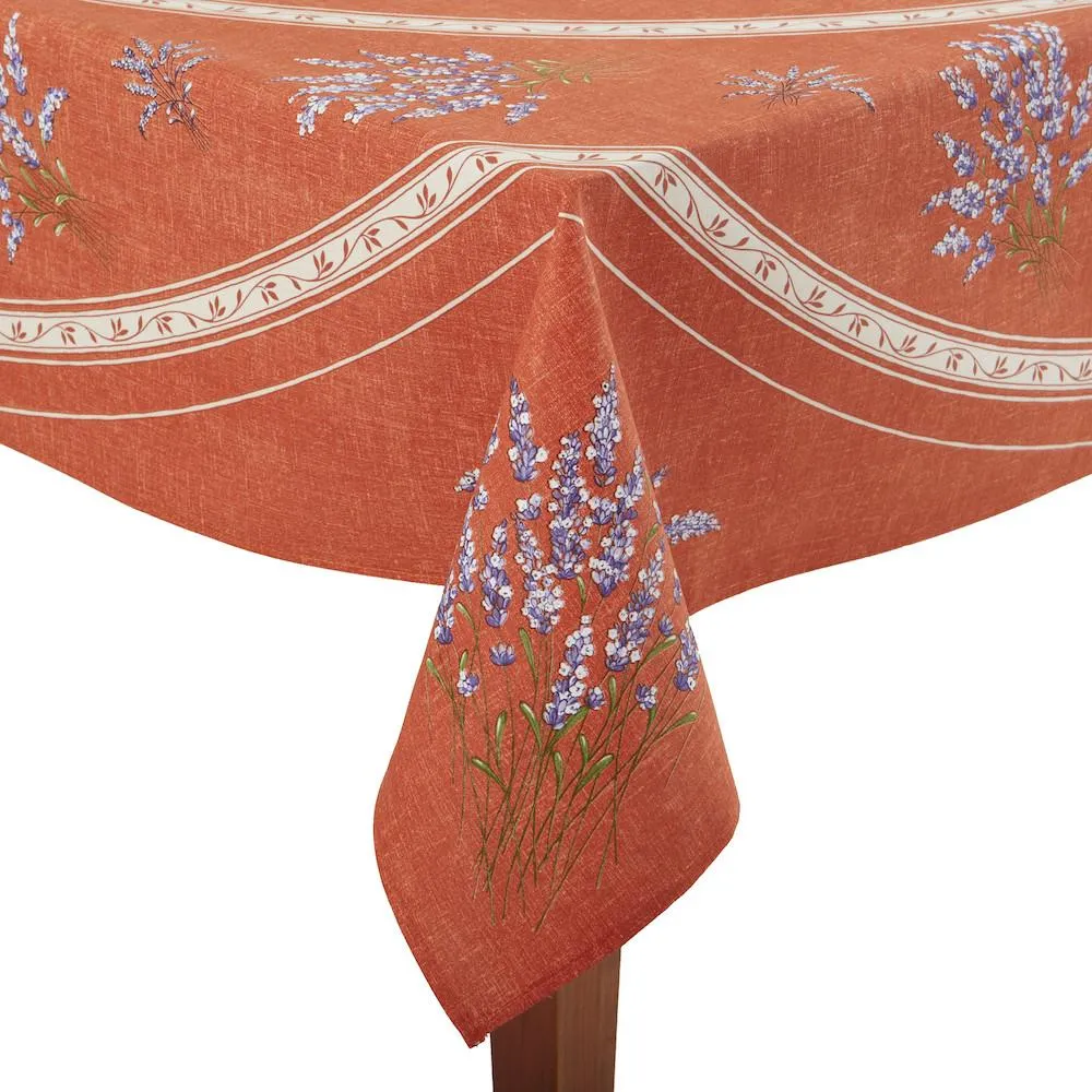 Valensole Corail Rectangular French Tablecloth