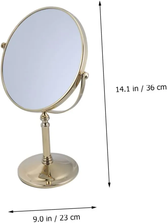 Vanity Mirror 3X Magnification Double Side Makeup Mirror in Gold Frame Table Mirror for Women Design