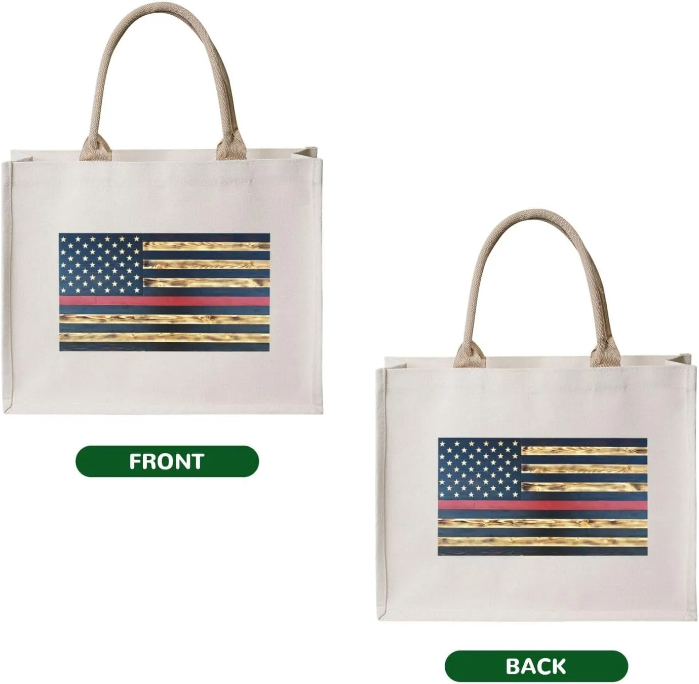 Vintage Sunflowers Canvas Tote Bag for Women, USA Flag Present Bag for Mom Teachers Friends Bridesmaids