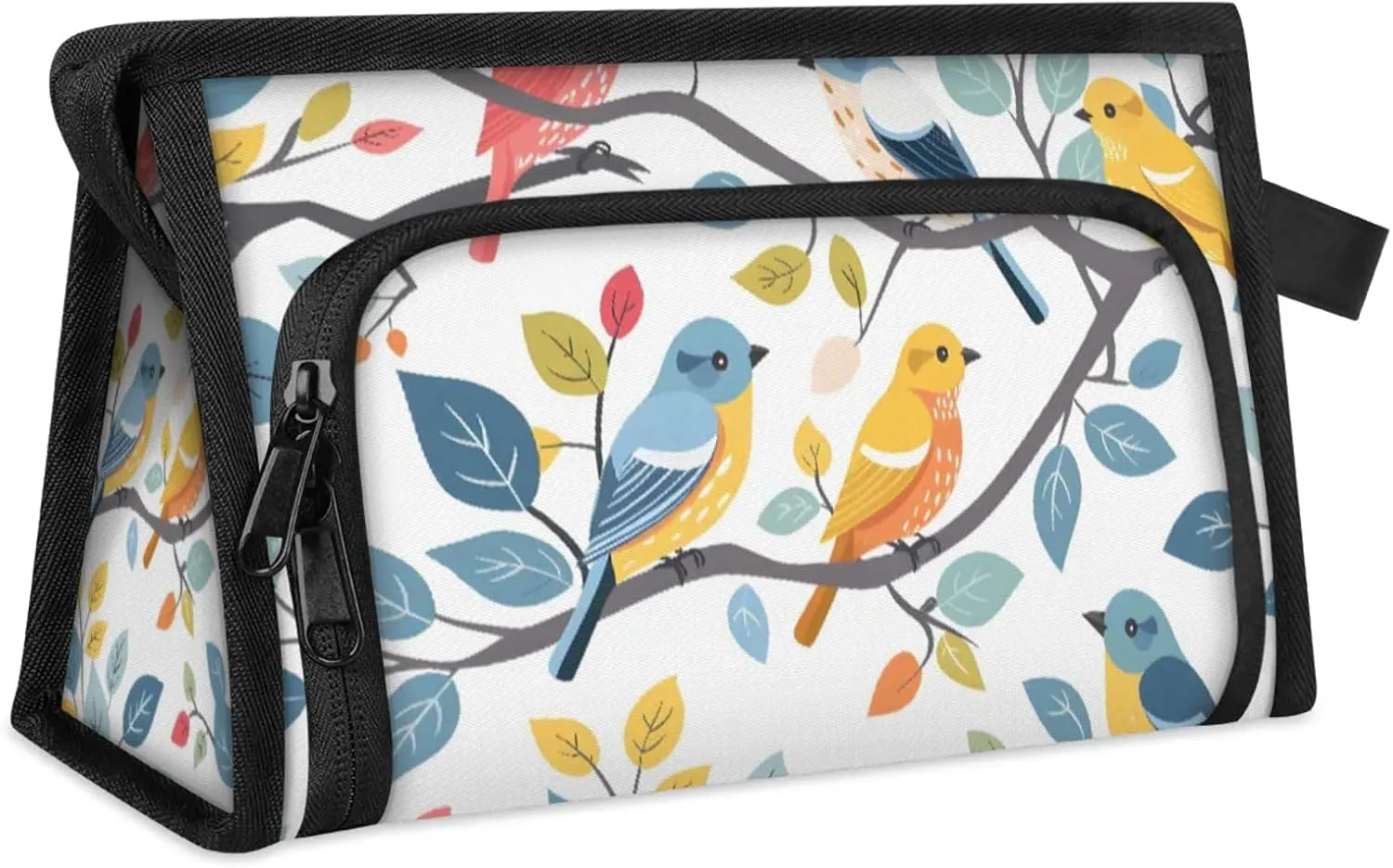 Vocal Birds Makeup Bag For Women Travel Cosmetic Bag With Handle Organizer Toiletry Bag Pouch Zipper Bag Make Up Bags With Compartments Stylish Makeup Storage Pouch