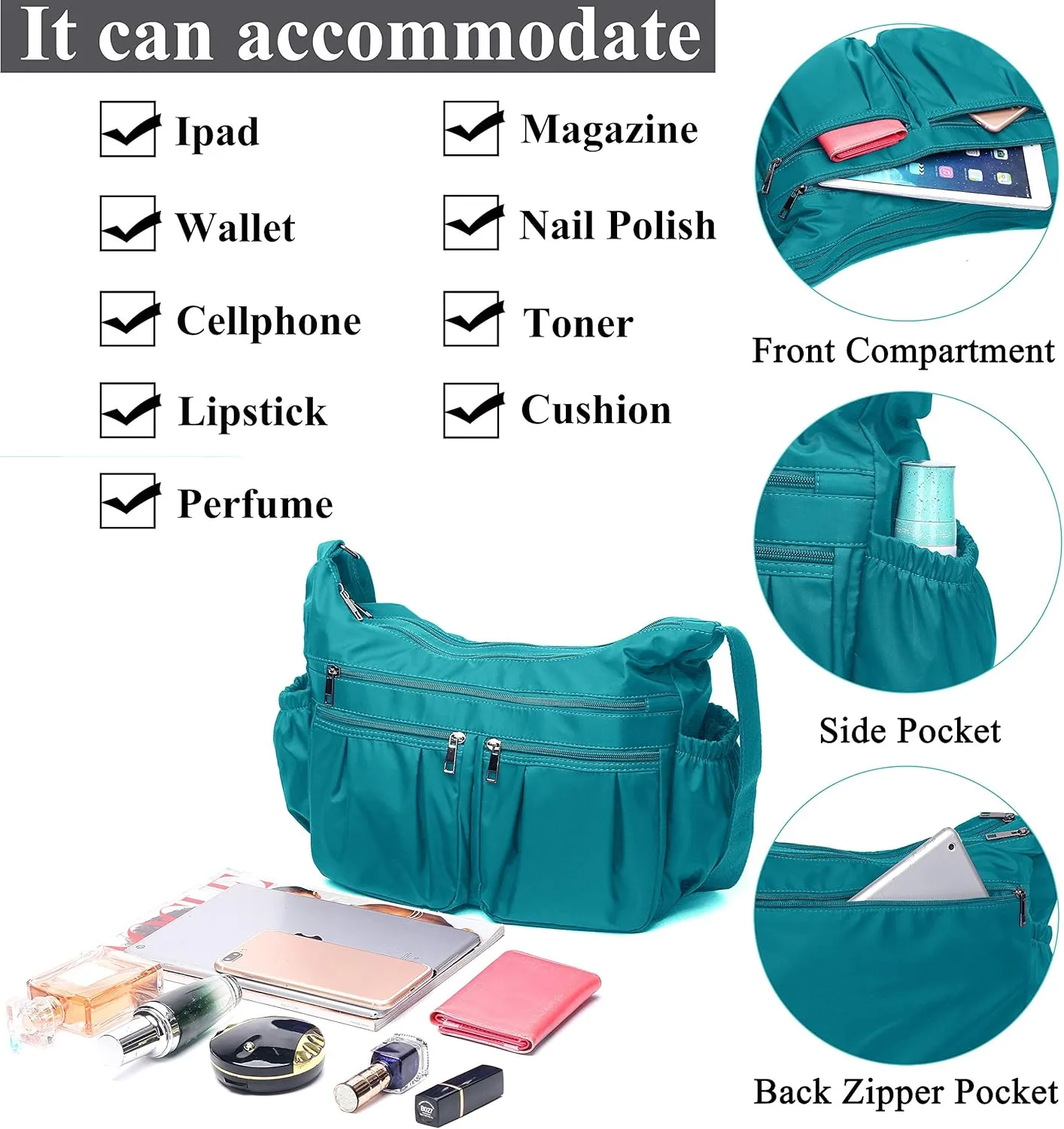 VOLGANIK ROCK Crossbody Purses for Women Shoulder Handbags Lightweight Waterproof Nylon Travel Bag Ladies Pocketbooks