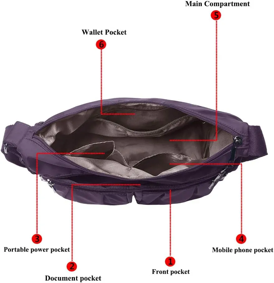 VOLGANIK ROCK Crossbody Purses for Women Shoulder Handbags Lightweight Waterproof Nylon Travel Bag Ladies Pocketbooks