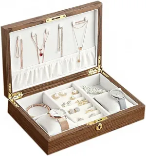 VSULZVNU Cosmetic Storage Box Dresser Desktop Jewelry Box Multifunctional Box Watch Shell Ring Box Retro Lock Necklace Box Cosmetics Storage Box Decorative Makeup Case (Color : 1)