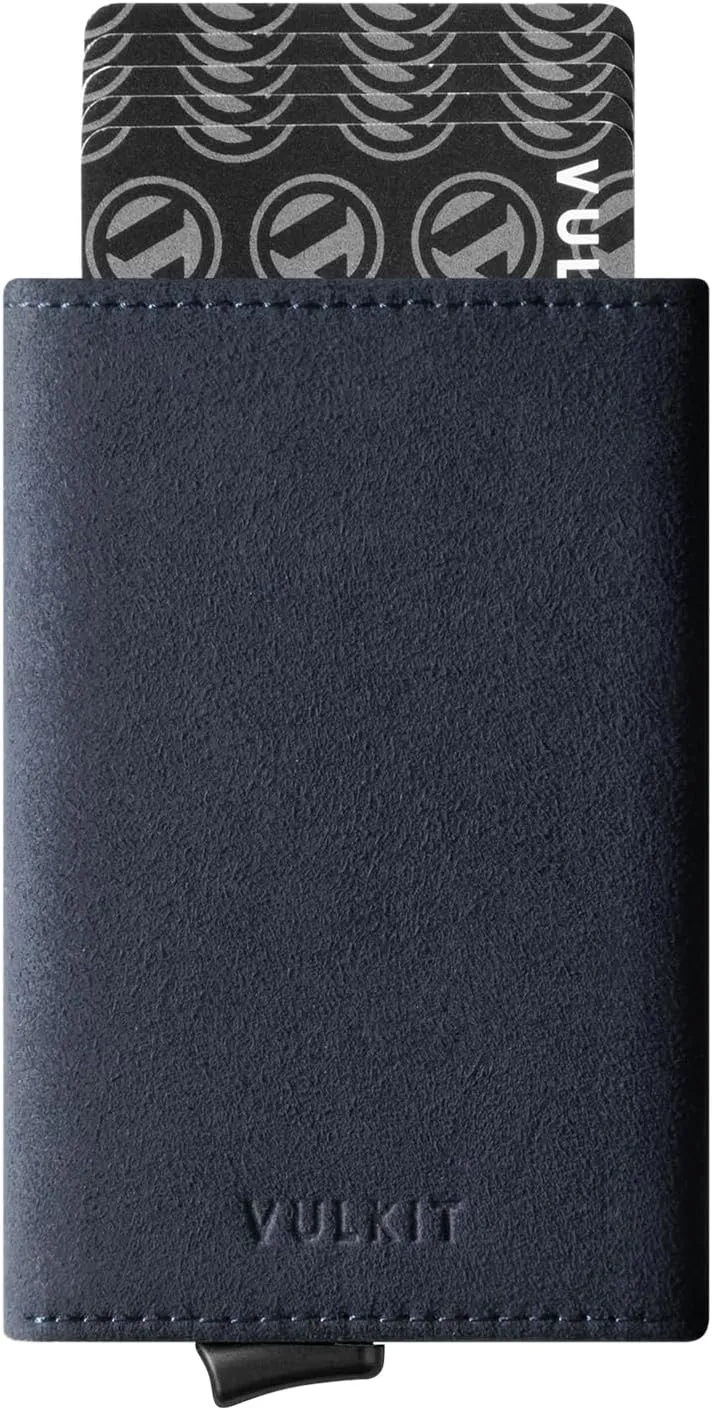VULKIT Credit Card Holder Leather Bifold Pop up Wallet with Banknote Compartment, ID Window & Coin