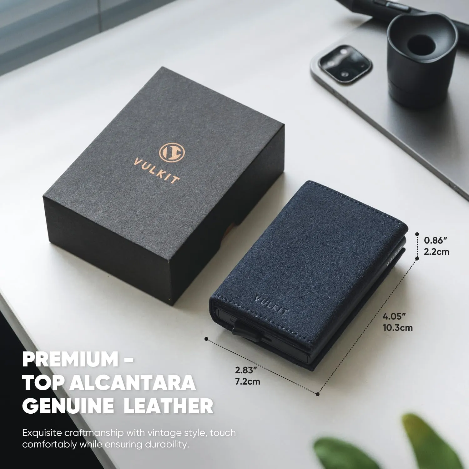 VULKIT Credit Card Holder Leather Bifold Pop up Wallet with Banknote Compartment, ID Window & Coin