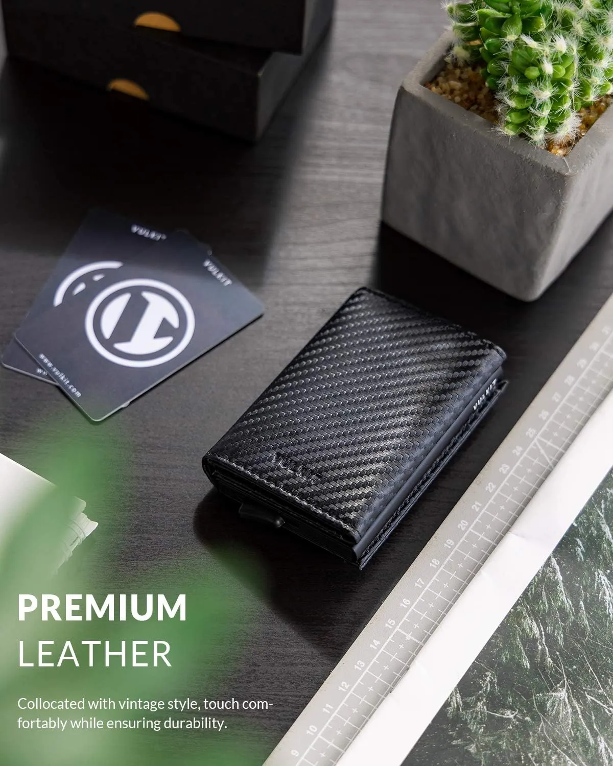 VULKIT Credit Card Holder Leather Bifold Pop up Wallet with Banknote Compartment, ID Window & Coin