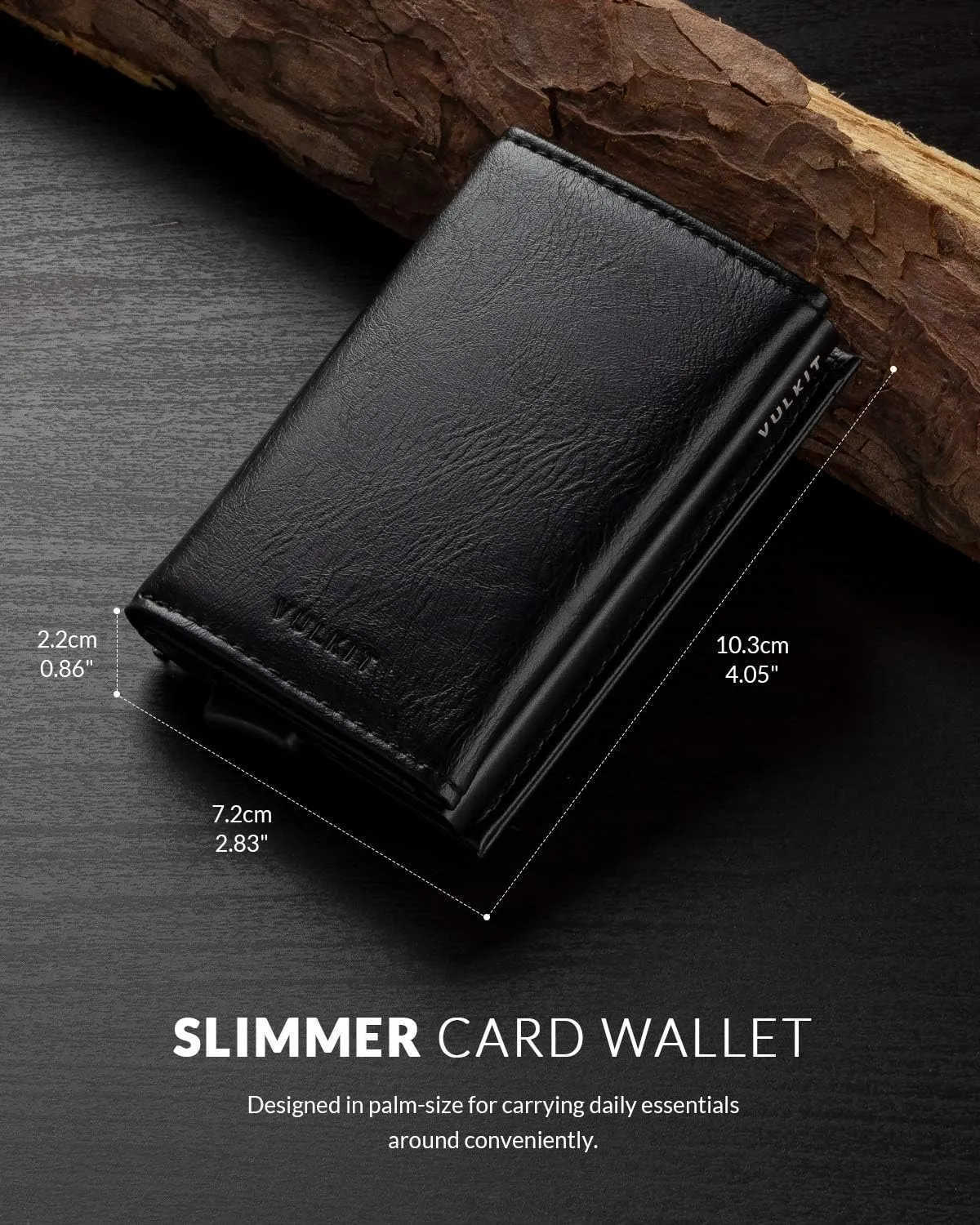 VULKIT Credit Card Holder Leather Bifold Pop up Wallet with Banknote Compartment, ID Window & Coin