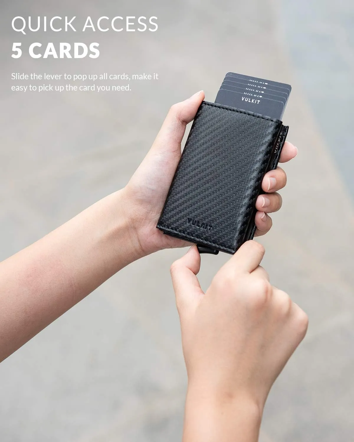 VULKIT Credit Card Holder Leather Bifold Pop up Wallet with Banknote Compartment, ID Window & Coin