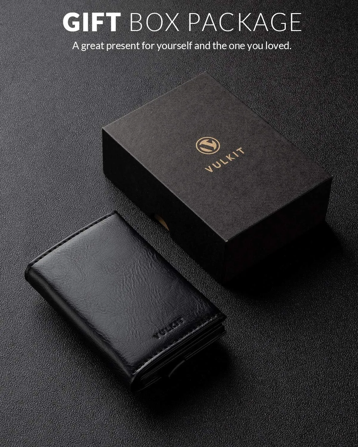 VULKIT Credit Card Holder Leather Bifold Pop up Wallet with Banknote Compartment, ID Window & Coin