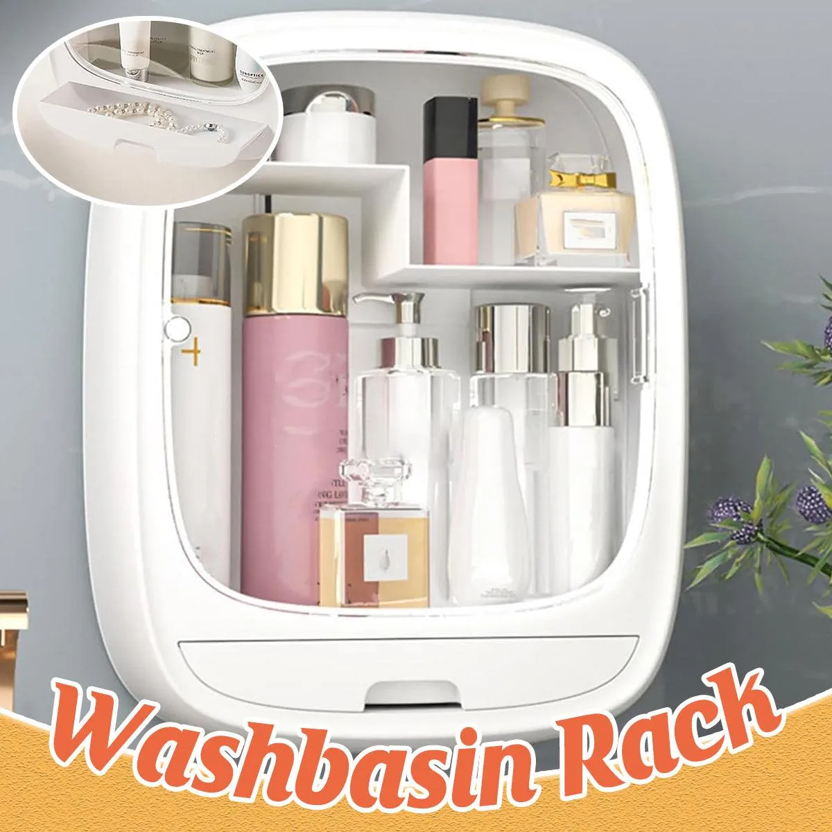 Wall Mounted Vanity Shelf Bathroom Sink Organizer Storage Box for Bathroom