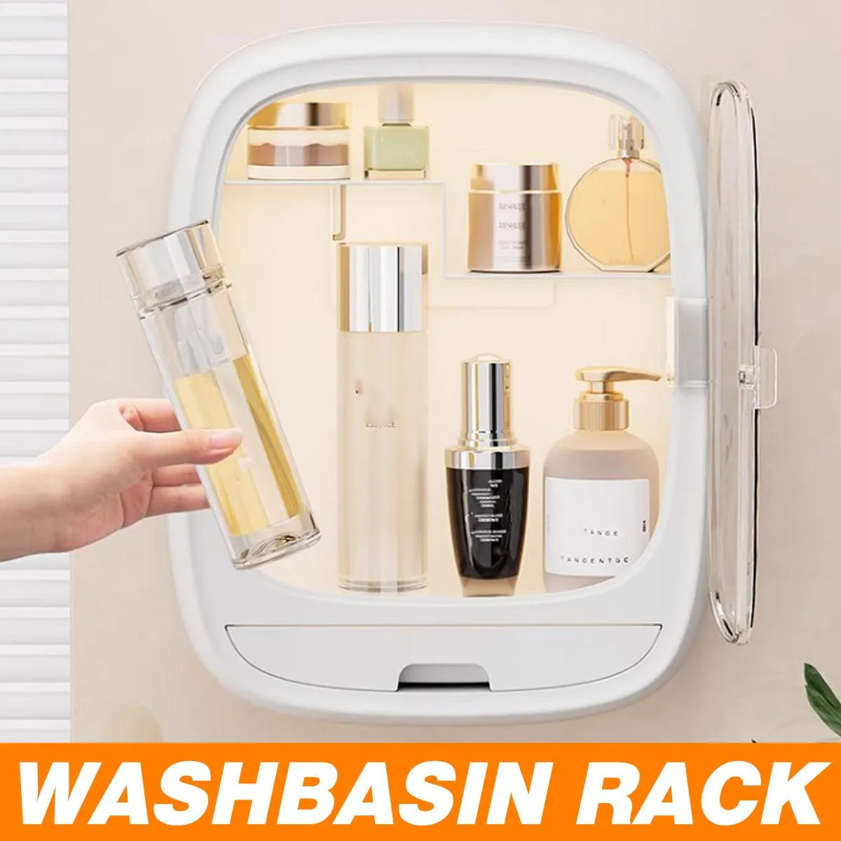 Wall Mounted Vanity Shelf Bathroom Sink Organizer Storage Box for Bathroom