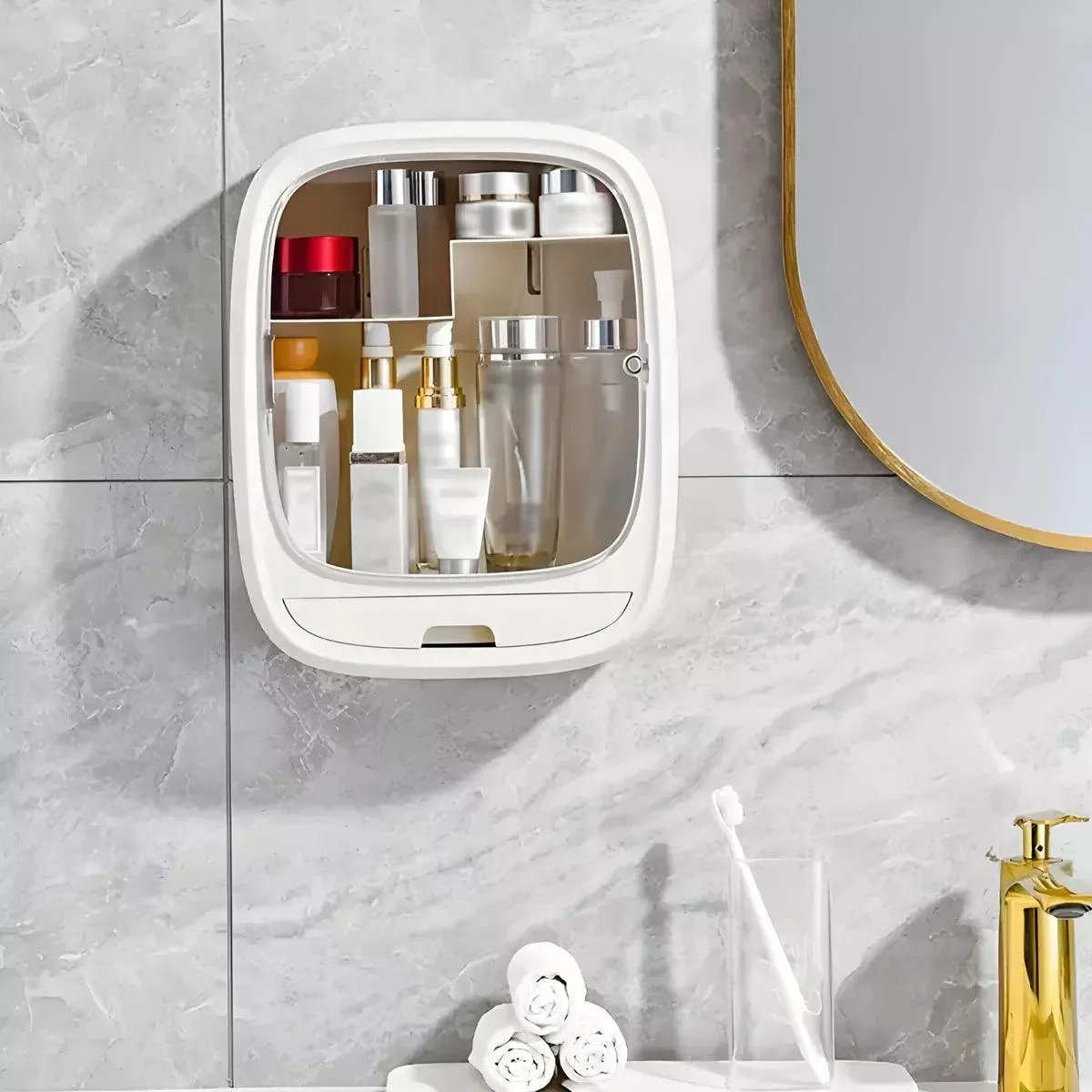 Wall Mounted Vanity Shelf Bathroom Sink Organizer Storage Box for Bathroom