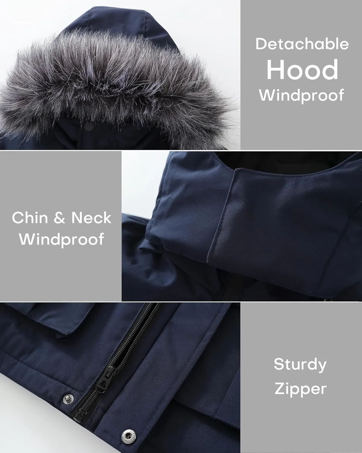 wantdo Boys Winter Coat Waterproof Windbreaker Snow Ski Jacket Warm Thick Kids Coats Rain Jackets