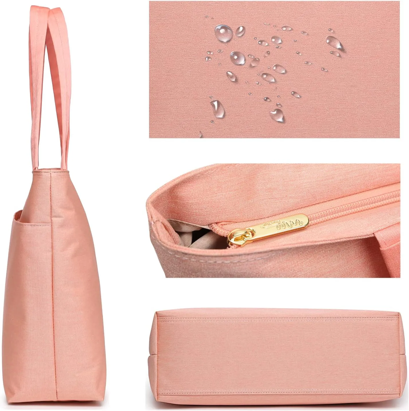 Water Resistance Nylon Laptop Tote Bag Computer Travel Carrying Shoulder Bag (14-15.6 Inch, Peach Pink)