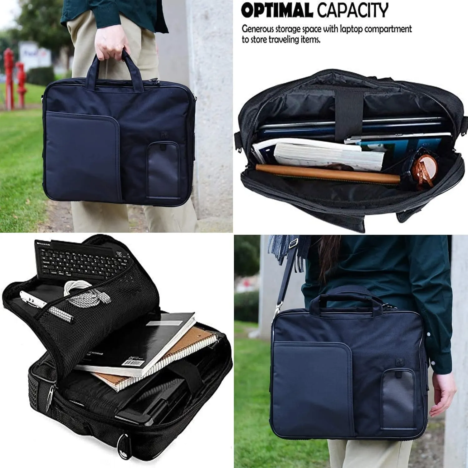 Water-Resistant Nylon Laptop Shoulder Messenger Bag for Professionals - Organized Multi-Compartment Tote for 12" Computers