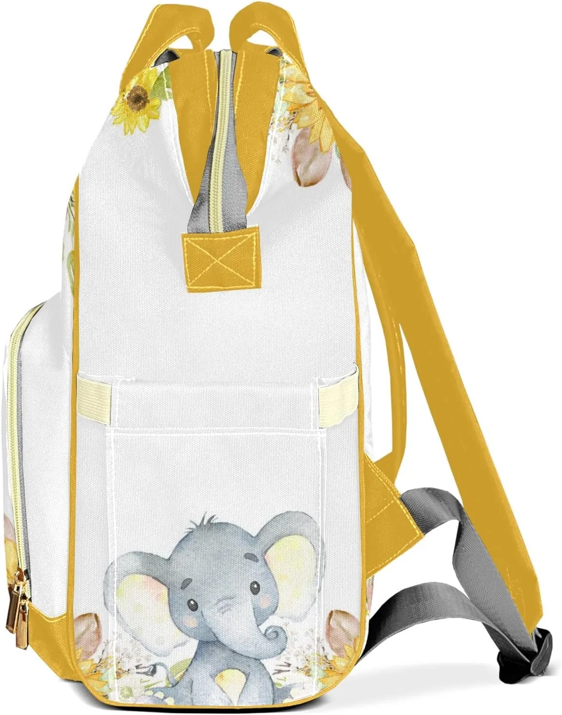 Watercolor Elephant Sunflower Diaper Bags Backpack Customized Baby Bag Nursing Nappy Bag Travel Tote Gifts for Women