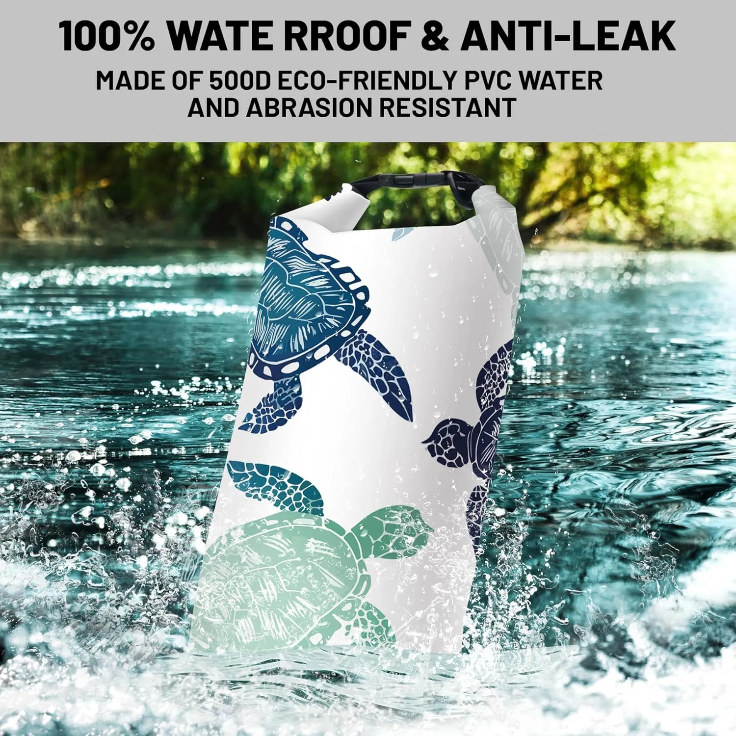 Waterproof Dry Bag,Roll Top Sea Turtle Waterproof Backpack 5L/10L/20L Floating and Lightweight Bags for Kayaking, Boating, Fishing, Swimming and Camping