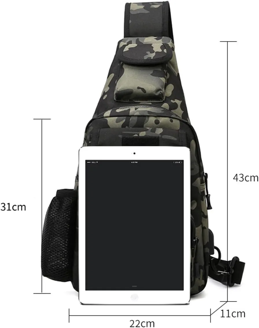 Waterproof Fly Fishing Sling Pack, Waterproof Fishing Tackle Bag Backpack Oxford Cloth Chest Shoulder (Dark Night)