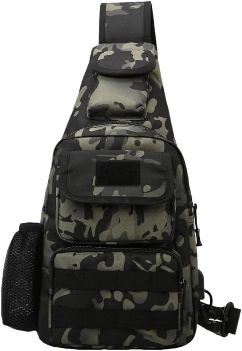 Waterproof Fly Fishing Sling Pack, Waterproof Fishing Tackle Bag Backpack Oxford Cloth Chest Shoulder (Dark Night)