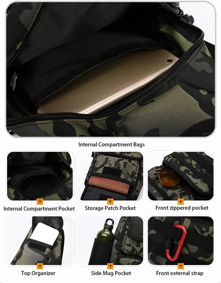 Waterproof Fly Fishing Sling Pack, Waterproof Fishing Tackle Bag Backpack Oxford Cloth Chest Shoulder (Dark Night)